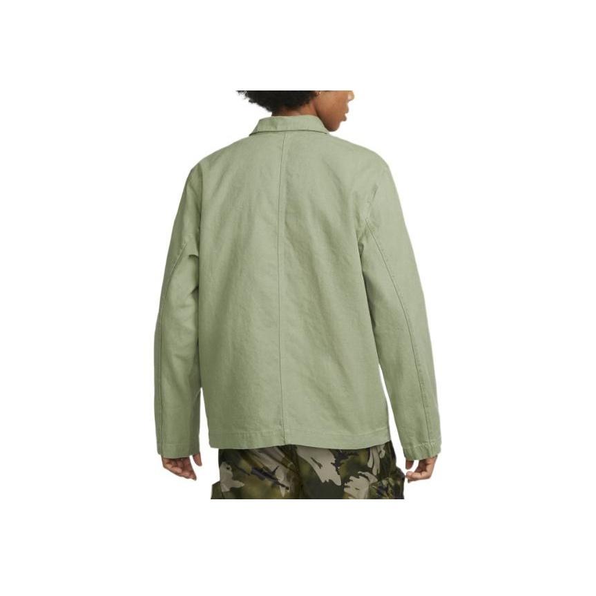 Nike Сплошной цвет, рубашка-рубашка с большим карманом и воротником, мужская верхняя одежда, оливково-зеленый DQ5185-386