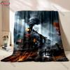 3D Vintage Train Print Flannel Queen Blanket - Soft Cozy Blanket for Couch, Sofa, or Bed, Office Travel Camping Holiday Gifts