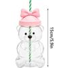 Transparent Glass Cup with Straw 2025 Teddy Bear Glass Cup Cute Bear Straw Cup  Parties
