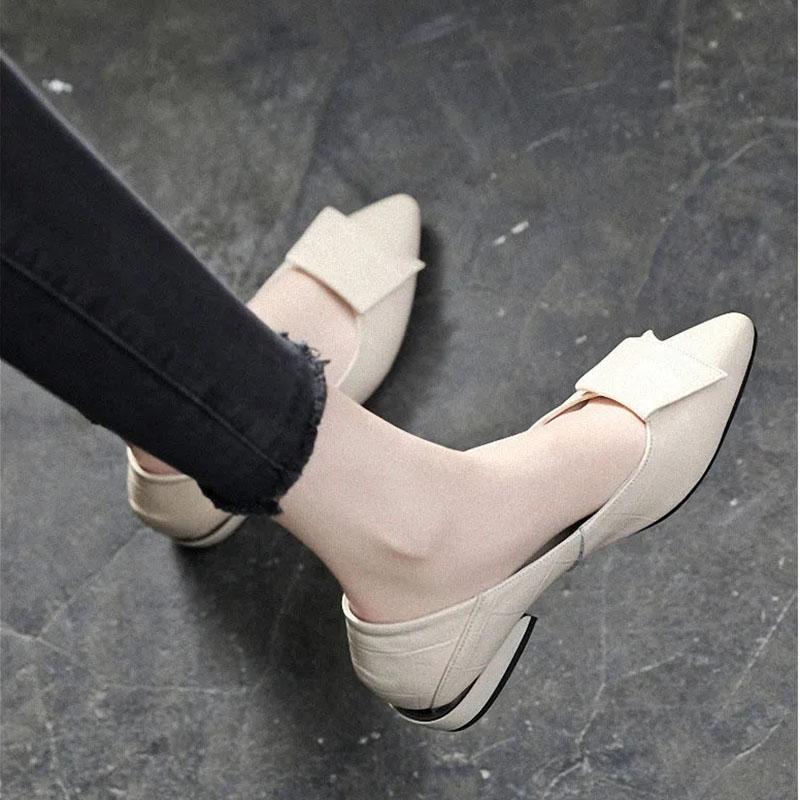 Толстые туфли, женские летне-осенние туфли из заостренной кожи на низком каблуке с неглубоким носком, красные универсальные женские туфли из мягкой кожи с низким берцем