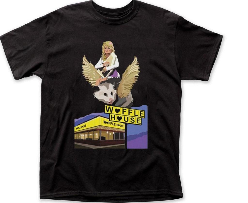 26 Dolly Parton Riding a Winged Possum over Waffle-House Retro T-shirt Unisex T-Shirt