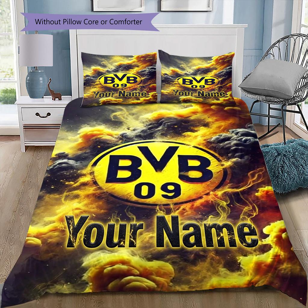 Bvb Fan Gear Custom Name Pattern Bedding Quilt Set Quilt Cover Pillowcase Home Birthday Gift(1 * duvet cover + 2 * pillowcase, without core)