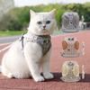 Светоотражающий клетчатый жилет-шлейка с поводком для кошек и собак