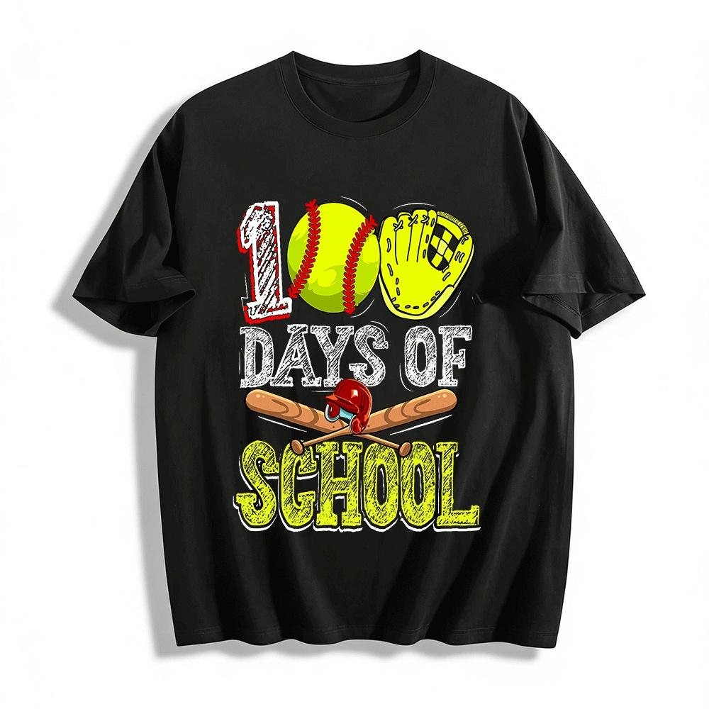 100 Дней Школы Бейсбольная Тема Детская Футболка Back To School Чистый Хлопок