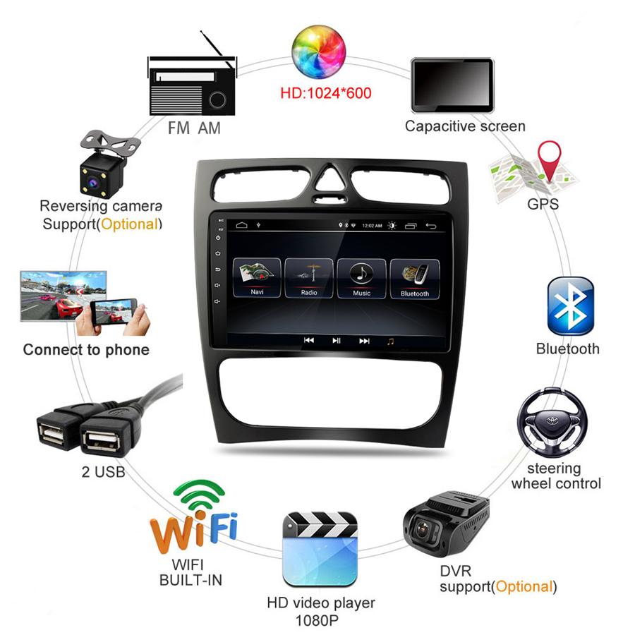 Для Mercedes-Benz W203 W209 W463 Стерео Радио 9'' Android 10.1 GPS Навигация 2+32 ГБ