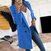 Solid Color Fashion Women Long Sleeve Lapel Slim Fit Pocket Button Overcoat