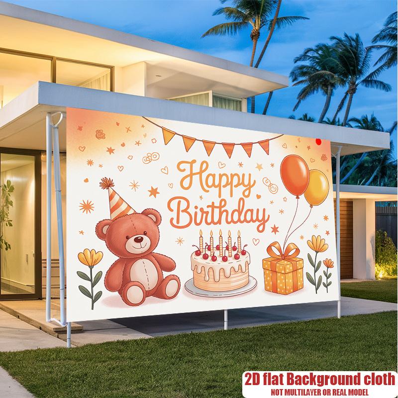 Dessert Sweet Polyester Fabric Birthday Party Decor Backdrop, Polyester Banner for Photo Props & Wall Hanging