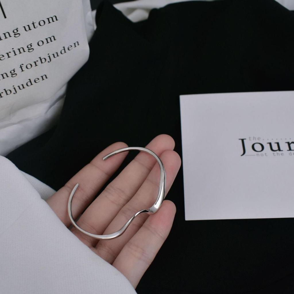 Минималистский браслет Wave Mobius Open из стерлингового серебра S925 для женщин