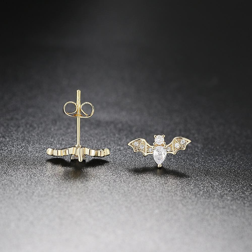 Cute Bat Stud Earrings for Women Trend Gothic Cartilage Ear Accessories Gold Zirconia Gothic Jewelry E489