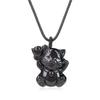 Lucky Cat Obsidian Good Luck Power Stone Necklace Unisex [Koai]