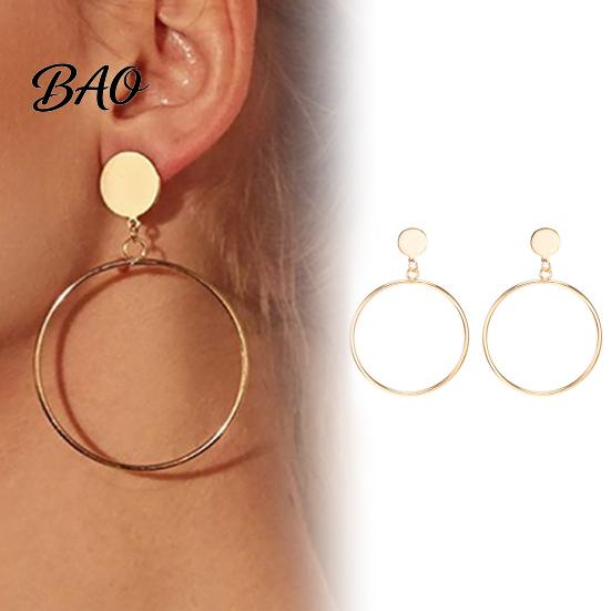 Casual Earrings 1 Pair Drop for Women, Large Circle Draped Style Earrings, Women Small Face Enhancing Daily Wear Commuting