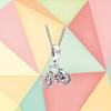 New High Quality Fashion S925 Silver Freedom Journey Bicycle Charm Necklace Female Clavicle Chain Diy Original Jewelry
