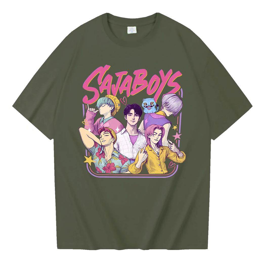 Kpop Demon Hunters Saja Boys T-Shirt - Harajuku Style O-Neck Tee Official Fan Gift & Collectible Merchandise