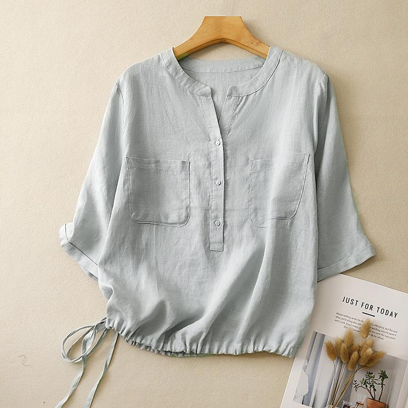 Летняя литература свободный свежий японский стиль короткий топ-рубашка для женщин