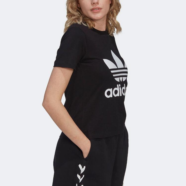 adidas Футболка с коротким рукавом и принтом логотипа Originals Trefoil SS22, женская, черная, HS2599