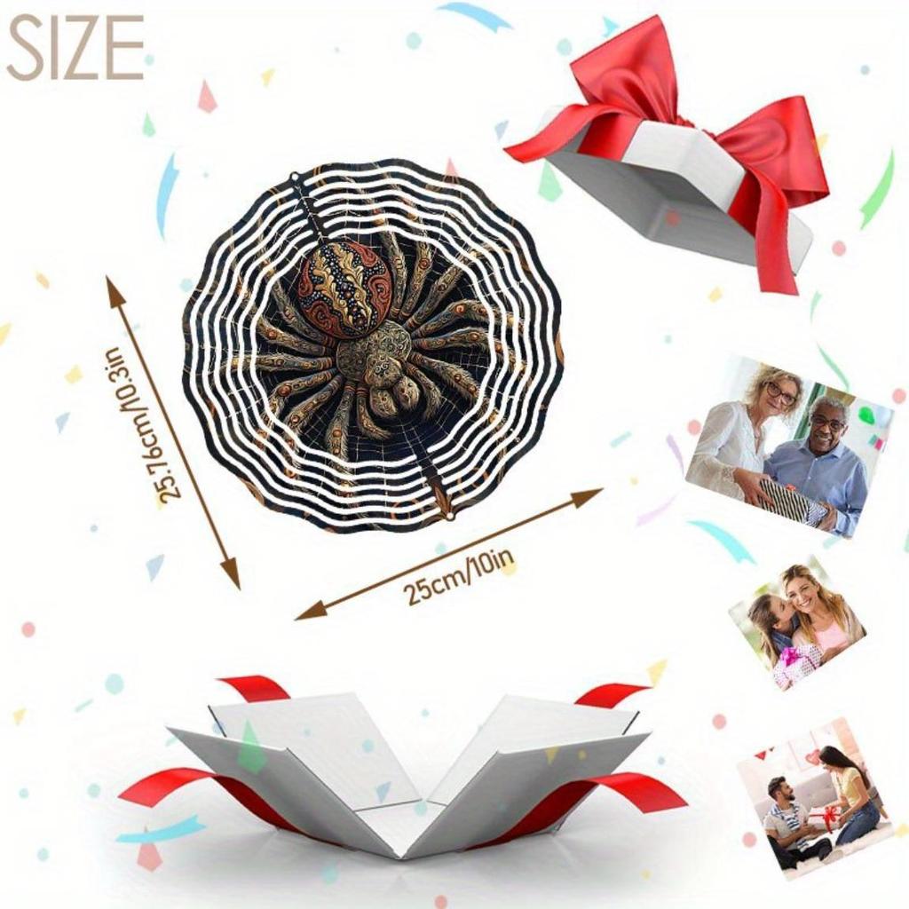 Современное искусство Дизайн паука Металлический ветряной спиннер Декор для патио на открытом воздухе Подвесная садовая музыка ветра с успокаивающими звуками для сада, балкона, вечеринки