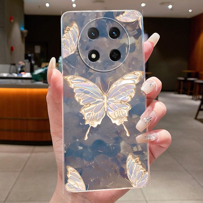 Case For Honor X9C 5G X 9C Casing Clear Luxury Flower Butterfly Soft TPU Silicone Back Cover Funda for Honor X60 X 60 Pro Capa