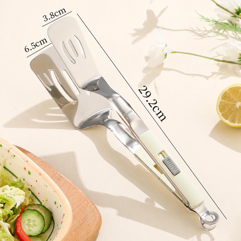 Stainless Steel Food Tongs Food-Contact Safe Food Spatula Tong Steak Grilling Clip Anti-Rust 2-In-1 Spatula Tong For Food Steak