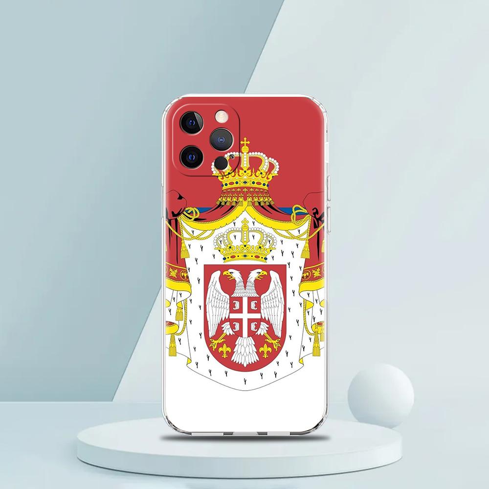 Мягкий прозрачный чехол-бампер из ТПУ для iPhone 16 15 14 13 12 11 Pro Max XR 8 7 Plus XR Ударопрочный корпус с узором в виде флага Сербии