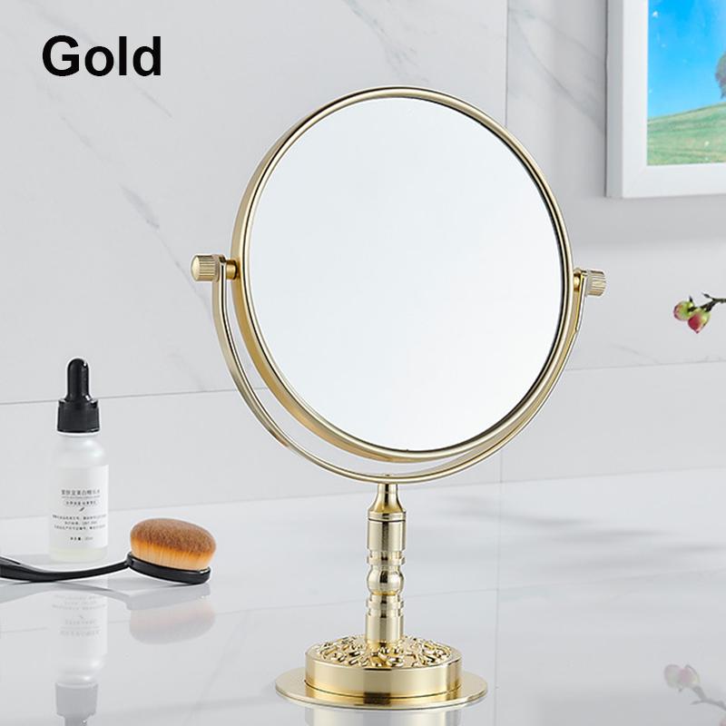 Двустороннее зеркало для макияжа для ванной комнаты с увеличением 1X/3X, алюминиевая рама, настольное, стоячее, косметическое зеркало (Черный/Серебристый/Золотой)