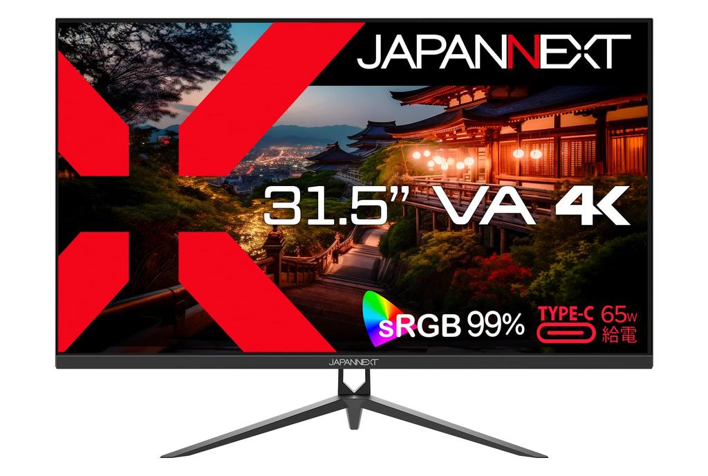 JAPANNEXT Inch Monitor 4K UHD 3840x2160 Resolution VA Display Light 31.5 (HDMI/DisplayPort/Built-in speaker/Blue Cut) JN-V315UHDR-C65W-N