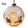 Seasonal Ornaments for Fireplace Lighted Zodiac Christmas Ornament, Glowing Sign Ball with Warm LED, Ornament Gift Friends 3D Clear Acrylic
