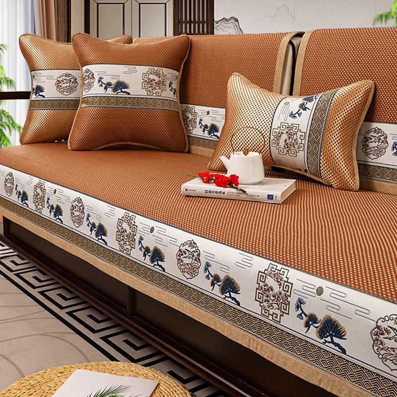 Подушка для дивана из ледяного шелка, летняя подушка для сиденья из палисандра, нескользящая, новый чехол для дивана в китайском стиле, летние крутые подушки для сиденья