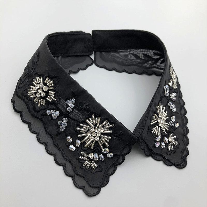 Beading Fake Collar Women Elegant Diamond Detachable Collars for Woman False Shawl Shoulder Wrap Lapel False Collars Woman Tie