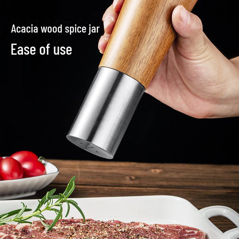 Набор из нержавеющей стали и дерева: перечница и солонка с керамическим сердечником