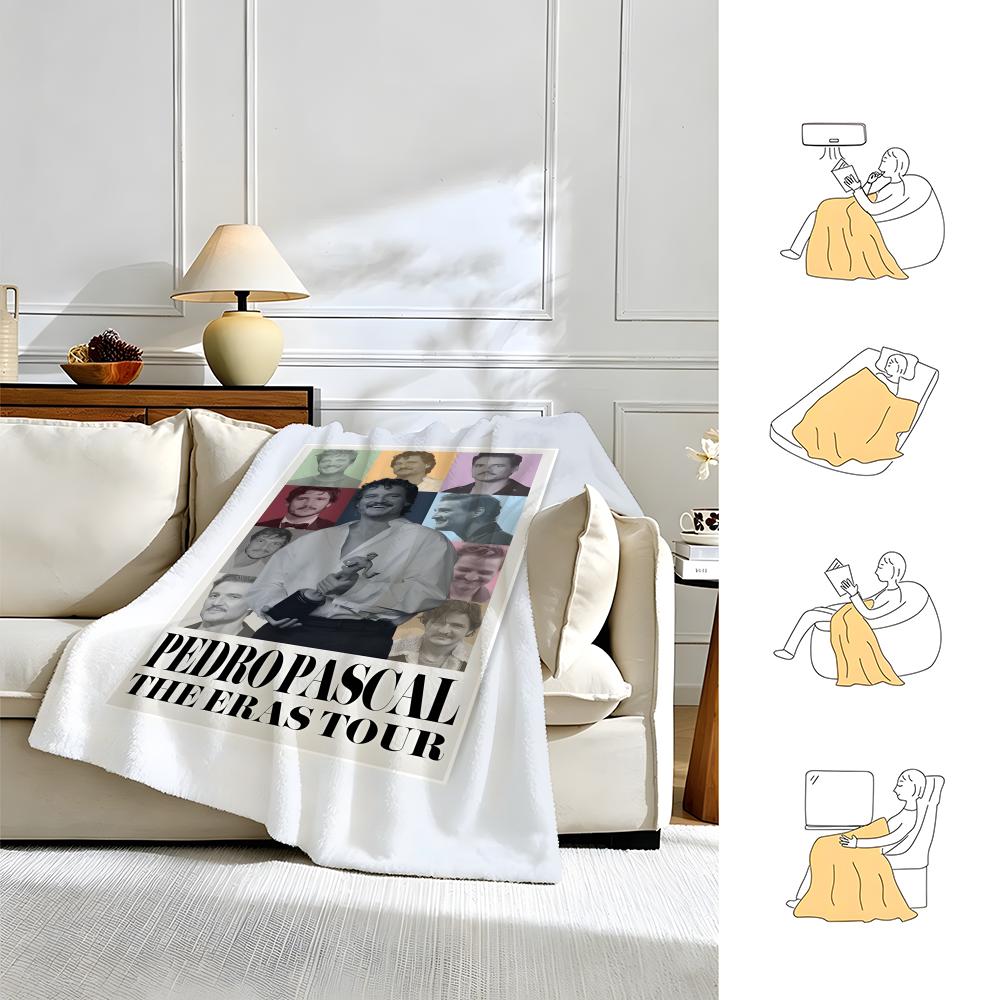 celebrity P-Pedro Pascal-l Throw Warm Soft Flannel Blanket, Multi-use for Sofa Bed Camping Travel Nap