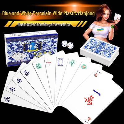 Фарфоровые плитки маджонга - Синие и Белые, Бесшумные, Мягкие и с Креативным рисунком для Вечеринок и Путешествий