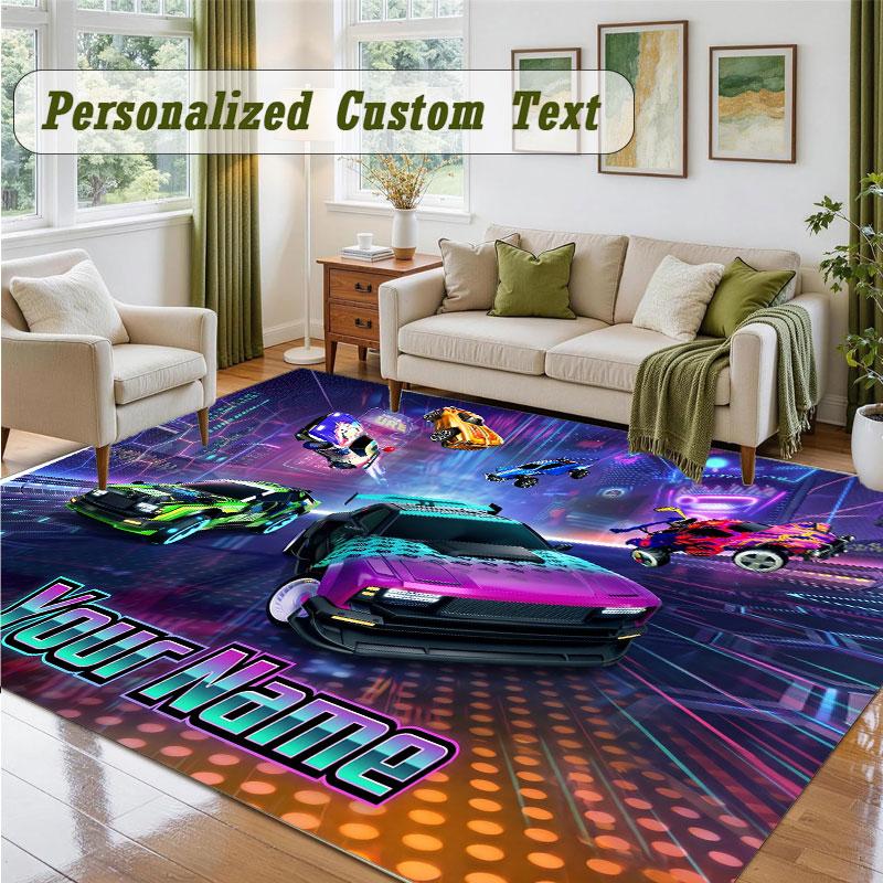 Crystal Velvet Square Rug Custom NameRocket League Pattern Non Slip Home Floor Decor Rug