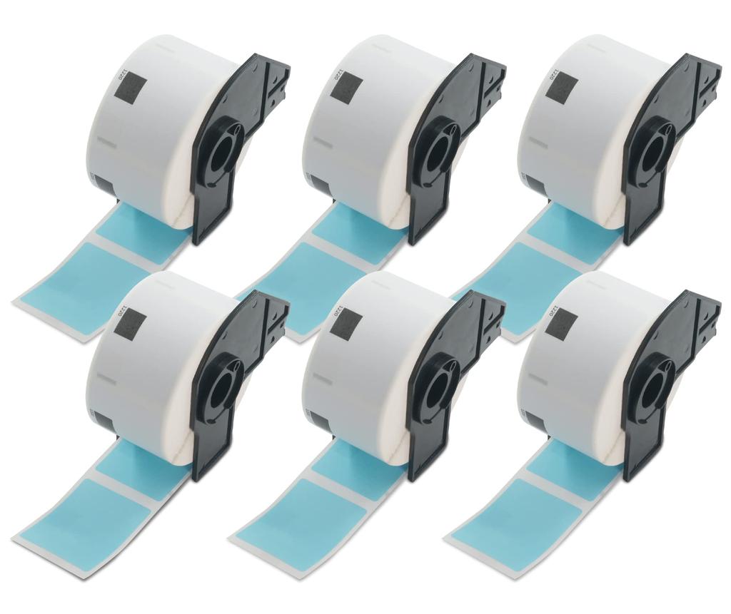 BETCKEY Thermal Paper Brother Label Printer Roll Compatible Label Stickers BROTHER 39x48mm 620 Sheets Compatible with 6 Pieces Blue DK-1220 QL-550