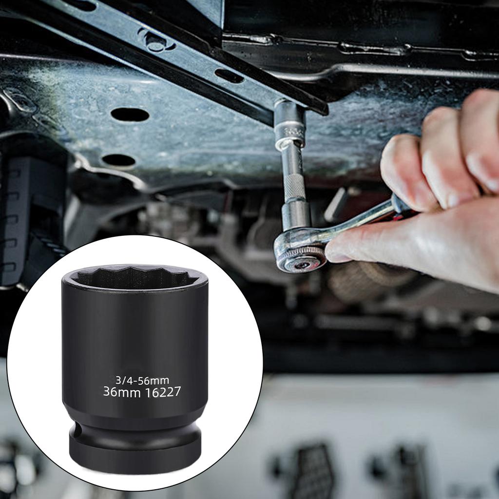 3/4Inch Drive Impact Wrench Socket 12 Point Drive Shaft Tool Power Socket for Heavy Duty Use Auto Repair Easy Removal