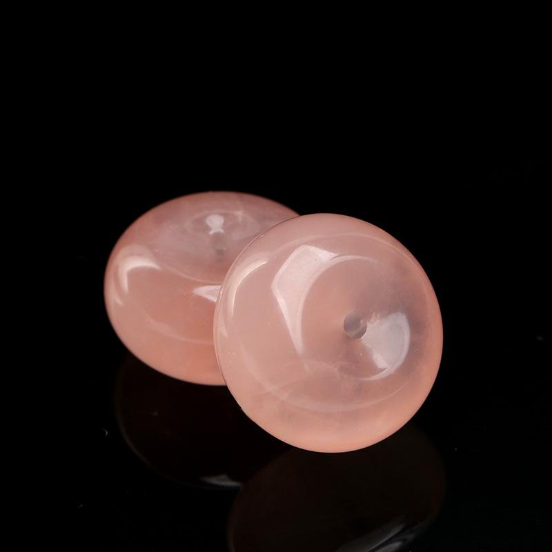 Hongchu Crystal Natural grapefruit powder peace pendant DIY Jewelry accessories loose beads Grapefruit Pink Peace Pendant