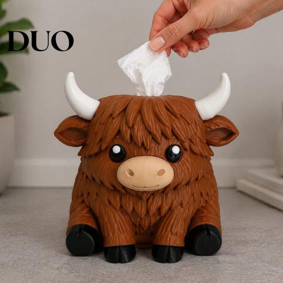 Matte Texture Yak Figurine Holder Simulated Highland Tissue Box, Cute Decorative Paper Dispenser, Waterproof Animal Dispenser PETG Storage Case,