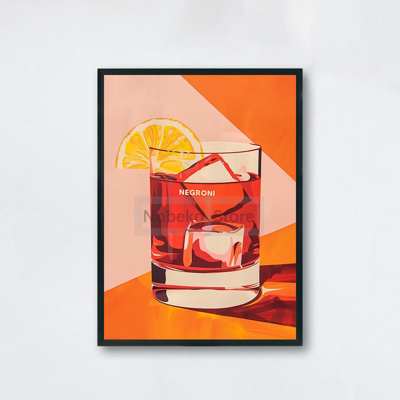 Винтажный коктейль 70-х годов Плакат Negroni Aperol Spritz Печать на холсте Картина Girly Pink Wall Art Pictures Home Room Bar Cart Decor