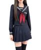 Bubu Ohana Long Sleeve Sailor Uniform Top and Bottom Set with Pleated Mini Cosplay Halloween Event Costume with Set Size L Size Skirt, Uniform,