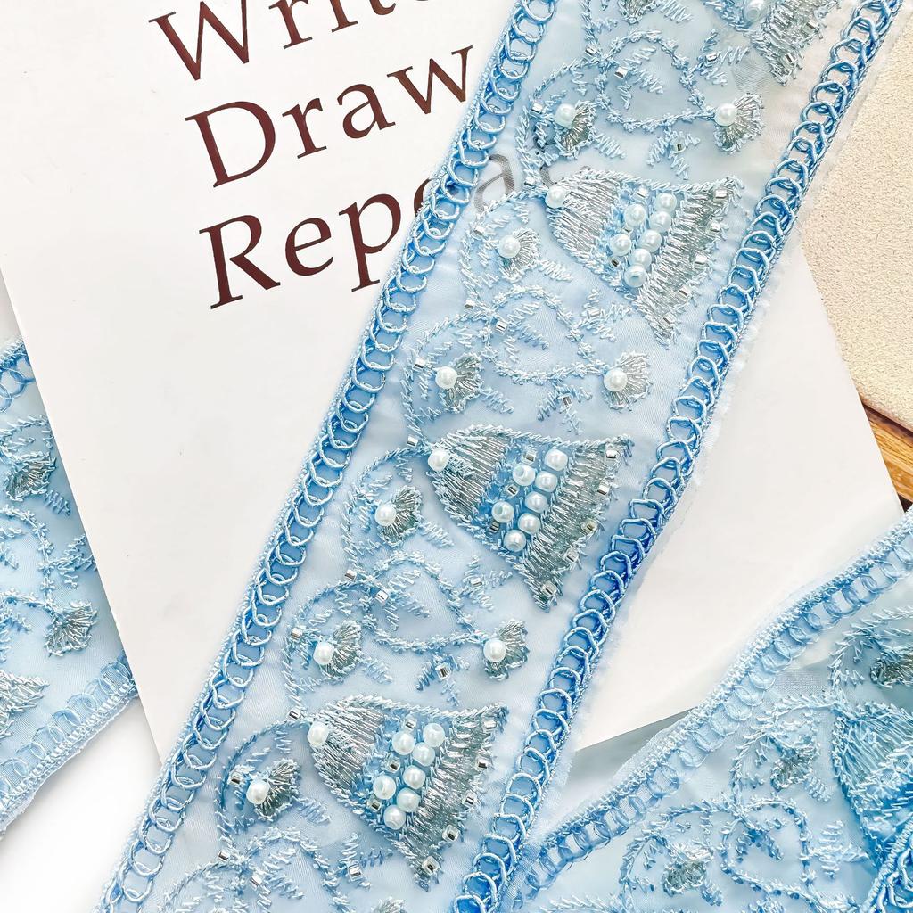 Эжен Ярн Однотонная Машинная Вышивка Бисером Штрих-код Оконные Аксессуары Аксессуары для Одежды Кружевные Аксессуары