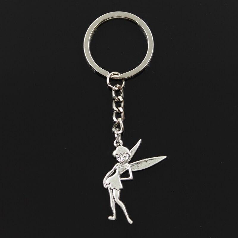 Fashion 30mm Key Ring Metal Key Chain Keychain Jewelry Antique Plated Fairy 36x27mm Pendant