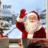 Retail Store Window Decor Christmas Static Clings, Waving Santa Stickers, No?Glue Removable Holiday Balcony Glass Decal for Home Shop Decoration