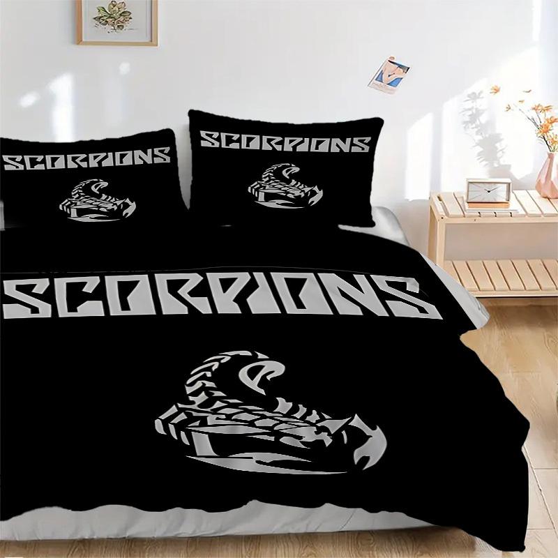 3pcs Scorpions Band Logo Cover Set, 1 Cover + 2 Pillowcases (No Insert), Bedding for All Seasons, Bedding,Bedroom Decor yy250922005
