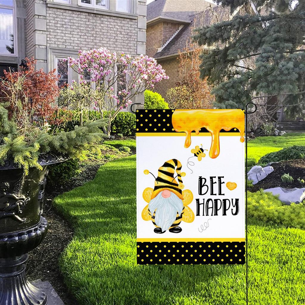 День Праздника Пчелы Флаг Декор Гном Флаг Валентина Гном Крыльцо Сад Флаг