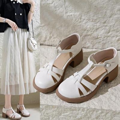 Новые летние сандалии с грифом, женские полые туфли на мягкой подошве в римском стиле, женская обувь на платформе и высоком каблуке, туфли Мэри Джейн