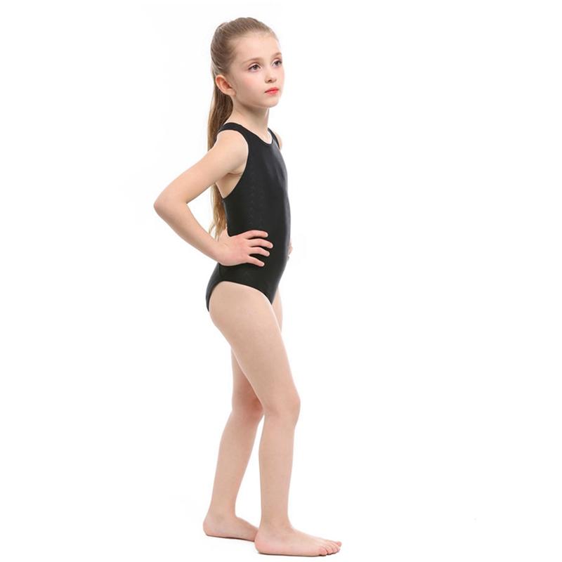 Kids Girls' One-piece Swimsuit Solid Color Breathable Quick-drying Children Swimwear