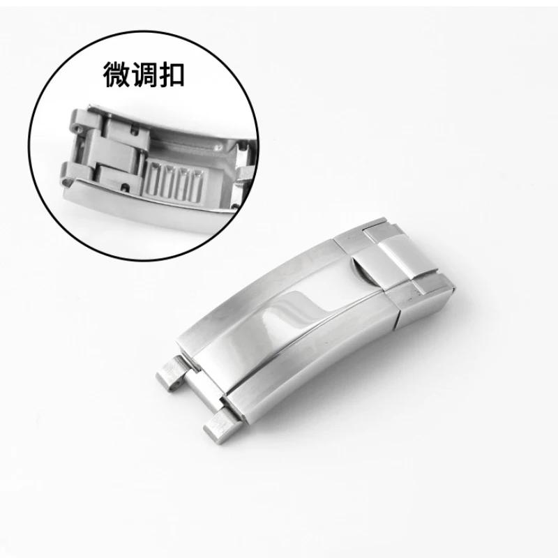Застежка для ремешка часов 9x16 мм для Rolex Submariner Daytona GMT Yacht-Master из нержавеющей стали, регулируемая металлическая кнопочная застежка для часов