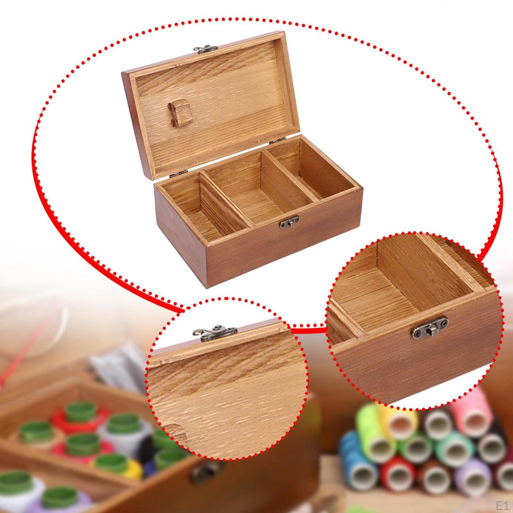 Wooden Sewing Box Decorative Quilting Needlework Case Empty Retro Household Beginners Storage