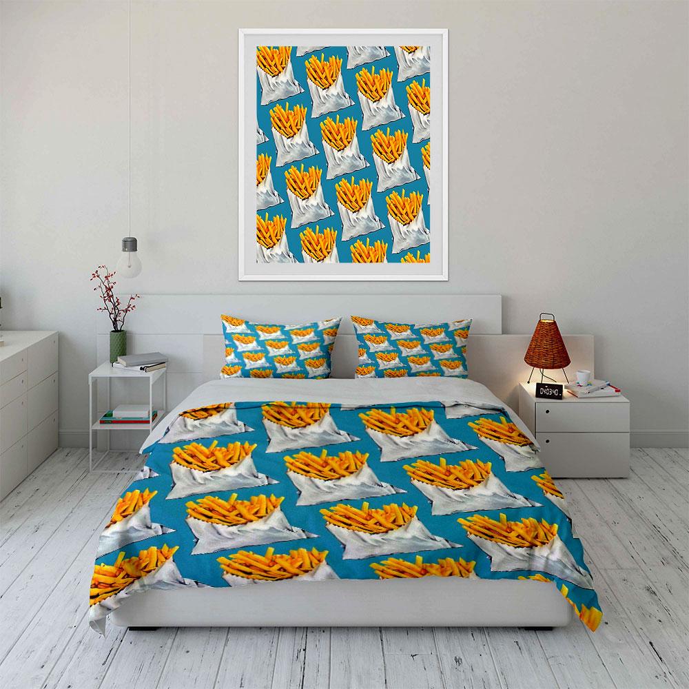 Golden fries delightfully patterned. Bedding sets Duvet covers Pillowcases(1* Duvet Cover 2* Pillowcases without duvet insert)