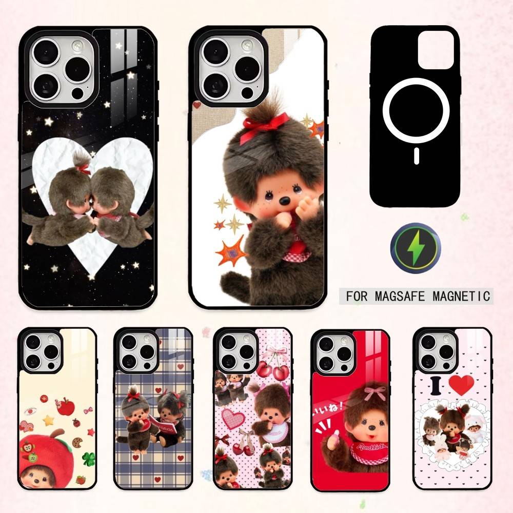 Плюшевая кукла M-Monchhichis Чехол для телефона для iPhone 17, 16, 15, 14, 13, 12, 11 Plus, Pro Max Магнитный для беспроводной зарядки Magsafe