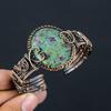 Ruby Zoisite Lab-Created Handmade Copper Wire Wrap Bangle Adjustable F7r16